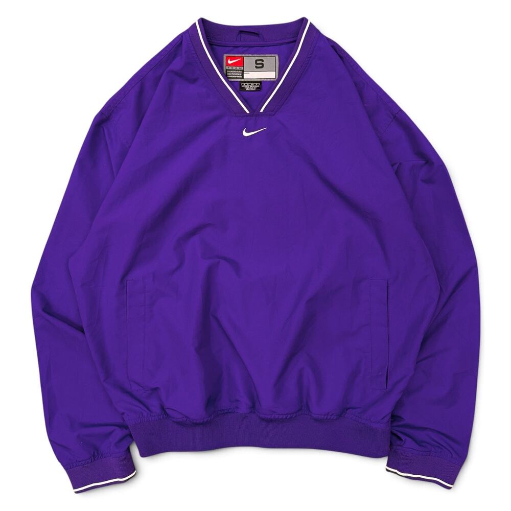 Vintage 90s Nike Center Swoosh Windbreaker Purple Team Pullover Jacket S College